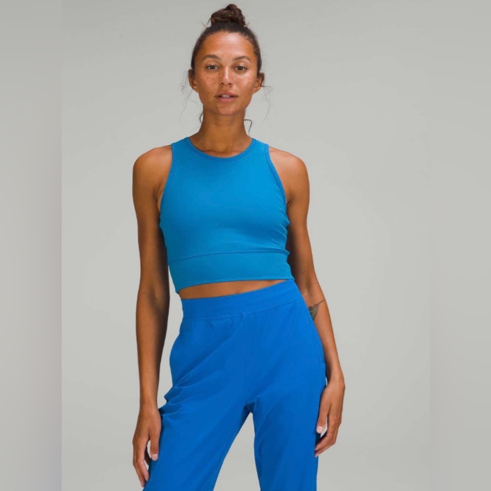 NEW Lululemon Mesh Back Training Cropped Tank Top Poolside Blue Size 4 - Picture 3 of 10